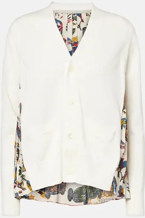 SACAI Cardigan in cotone con stampa