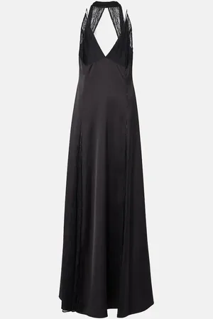Ilkyaz Ozel Abito lungo Paige in raso con pizzo