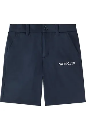 Moncler Short in gabardine di misto cotone con logo