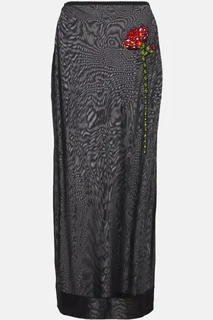 Simone Rocha Gonna a tubino in mesh con applicazioni