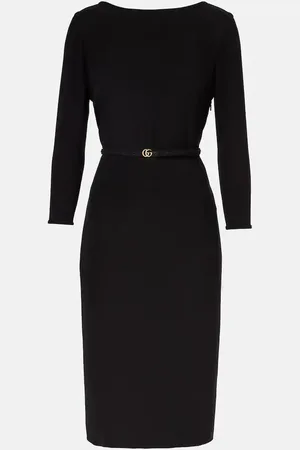 Gucci Abito midi Double G in cady con cintura