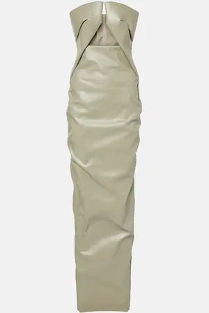 Rick Owens Abito lungo Prong in denim spalmato