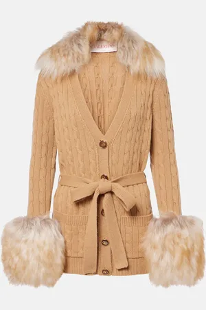 VALENTINO Cardigan in cashmere con shearling
