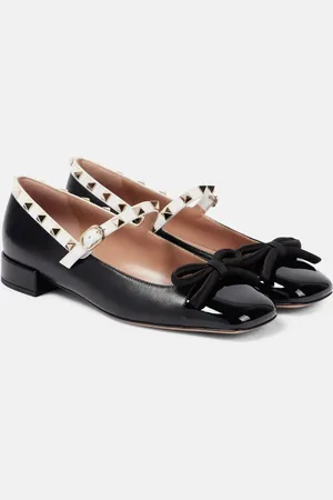 VALENTINO GARAVANI Ballerine Rockstud Bow in vernice