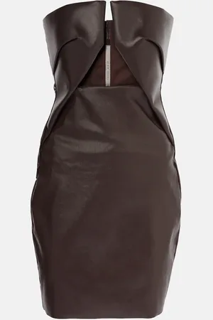 Rick Owens Abito bustier in denim spalmato