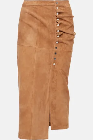 Paco rabanne Gonna midi in suede con ruches