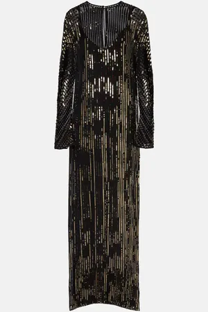 JOHANNA ORTIZ Abito lungo in seta con paillettes