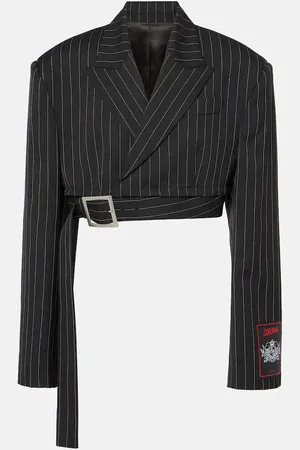 Jean Paul Gaultier Blazer cropped in lana a righe