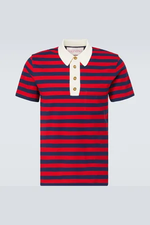 VALENTINO Polo in piqué di cotone a righe