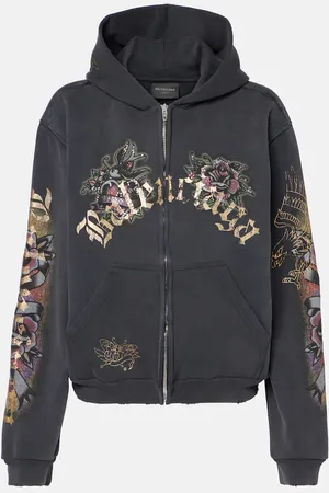 Balenciaga Felpa Tattoo Tacky in cotone con zip