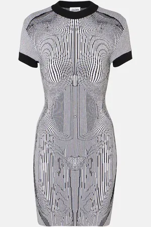 Jean Paul Gaultier Abito corto Morphing Pinstripe in jersey