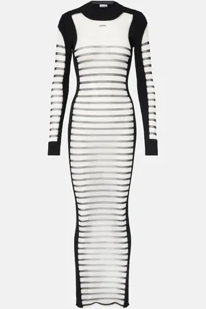 Jean Paul Gaultier Abito lungo Mariniere in mesh a righe
