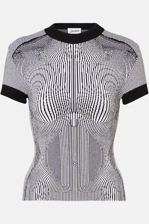 Jean Paul Gaultier Top Morphing Pinstripe in jacquard di jersey