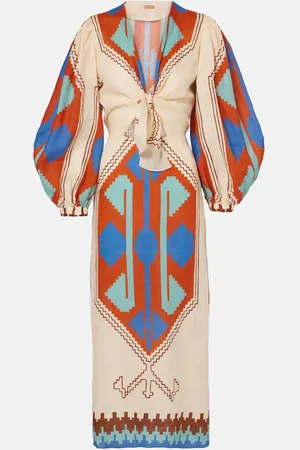 JOHANNA ORTIZ Abito midi in lino con stampa