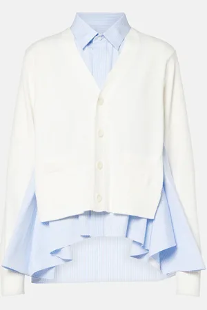 SACAI Cardigan in misto cotone e popeline