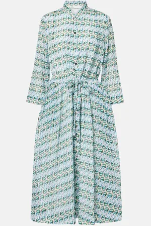 Tory Burch Abito midi in seta e cotone con stampa