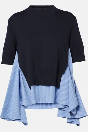 SACAI Pullover in misto cotone e popeline
