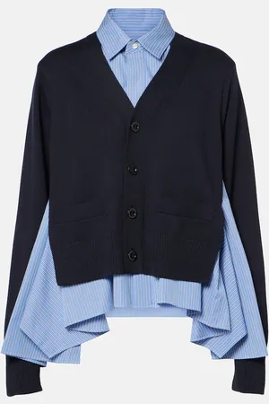 SACAI Cardigan in misto cotone e popeline