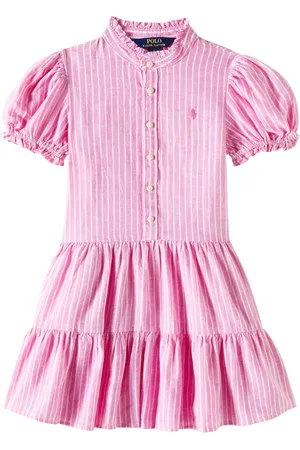 Ralph Lauren Abito in lino e cotone a righe con balze