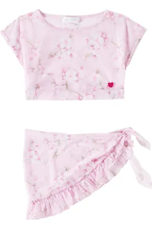 MONNALISA Top e pareo in mesh con stampa floreale