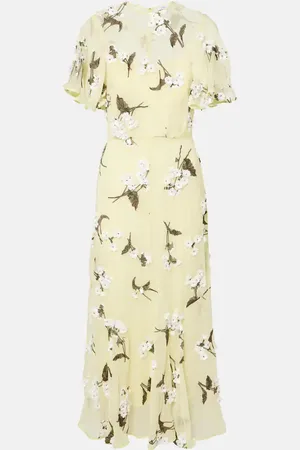 Erdem Abito midi in georgette con applicazioni