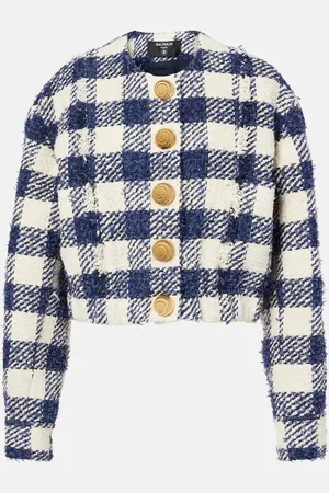 Balmain Giacca in tweed di misto cotone a quadri