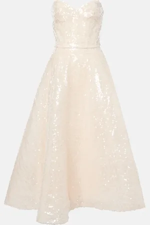 MONIQUE LHUILLIER Abito midi in tulle con pailettes