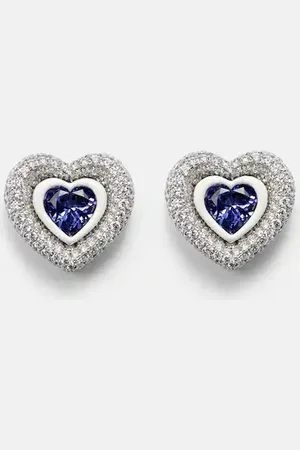 Kamyen Orecchini Heart in oro bianco 18kt con tanzanite e diamanti