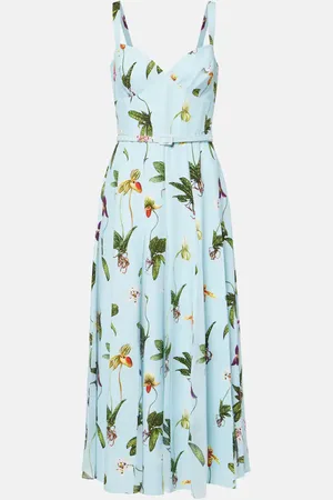 Oscar de la Renta Abito midi in cady con stampa floreale
