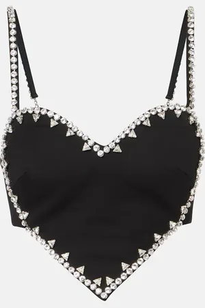 AREA Top cropped Heart con cristalli