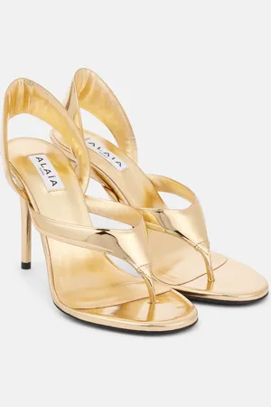 Alaïa Alaïa Sandali infradito 90 in pelle metallizzata