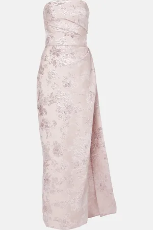 MONIQUE LHUILLIER Abito lungo in jacquard con lamé