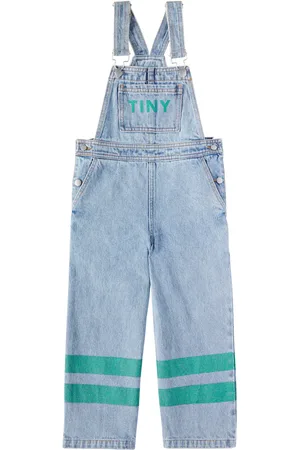 Tiny Cottons Salopette di jeans Stripes con logo