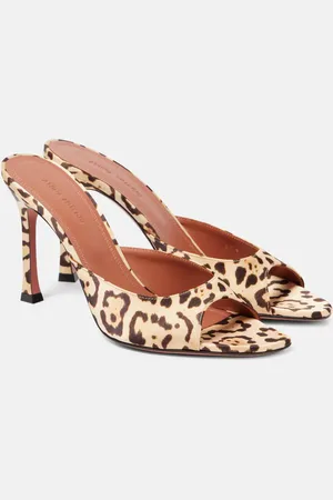 Amina Muaddi Mules Alexa 95 in raso con stampa