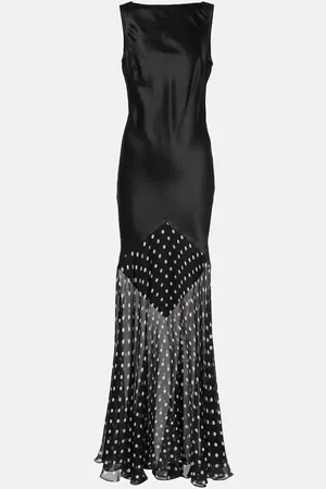 Nina Ricci Abito lungo in raso a pois