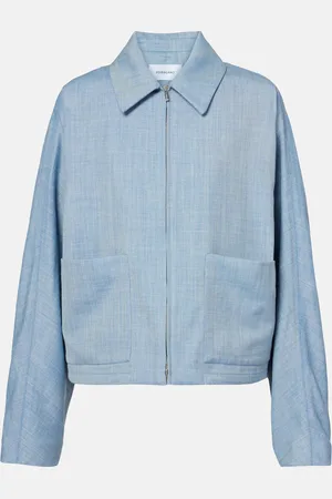 Salvatore Ferragamo Giacca blouson cropped in lana, seta e lino