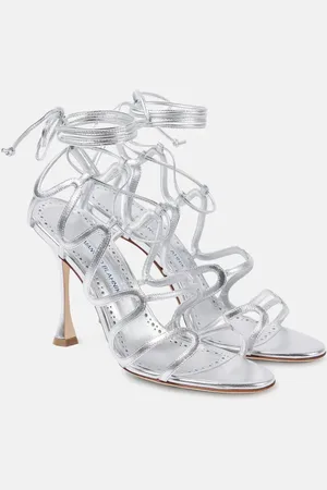 Manolo Blahnik Sandali Fawda 105 in pelle metallizzata