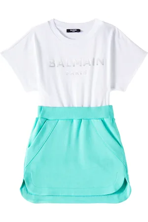 Balmain Abito in jersey di cotone con logo