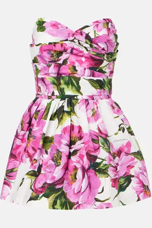Dolce & Gabbana Abito corto in cotone con stampa floreale