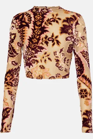 Etro Top cropped in jacquard