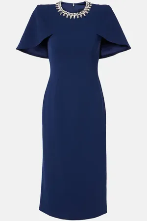 Jenny Packham Abito midi Thalia in crêpe con cristalli
