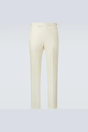 GABRIELA HEARST Pantaloni da abito Flat Front in lana, seta e lino