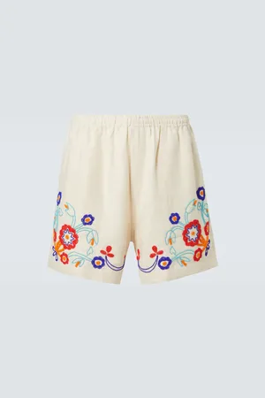 BODE Shorts Garden Party in lino con perline