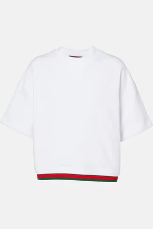 Gucci Top cropped in jersey di cotone