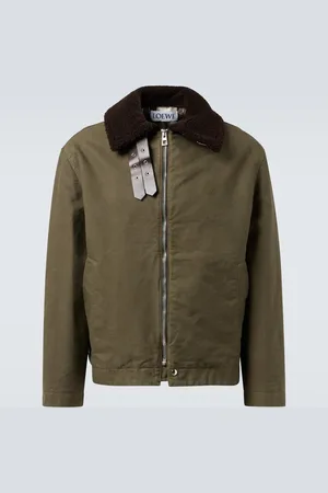 Loewe Giacca in twill di cotone con shearling