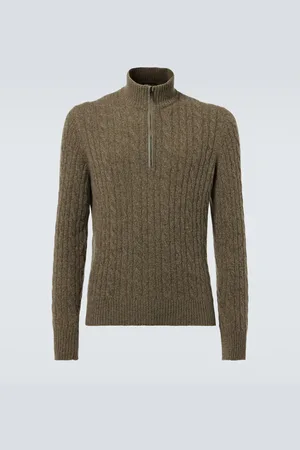 Loro Piana Pullover in cashmere a trecce con zip