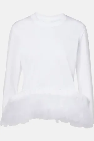 NOIR KEI NINOMIYA Top in jersey di cotone con tulle