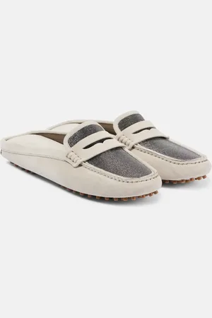 Brunello Cucinelli Mules in suede con monili