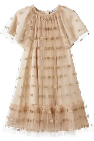 Dolce & Gabbana Abito in tulle con logo e volant
