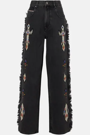 Marant Etoile Jeans a gamba larga Maella con stampa